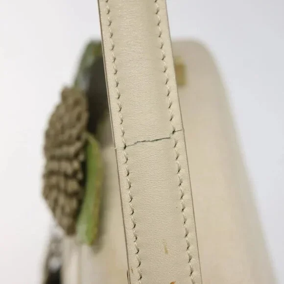 Salvatore Ferragamo Gancini Hand Bag Canvas Cream Silver